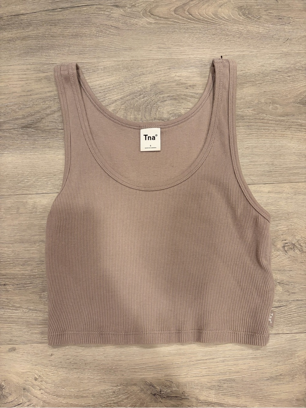 Aritzia Tna Ribbed Cropped Tank - Mauve Taupe